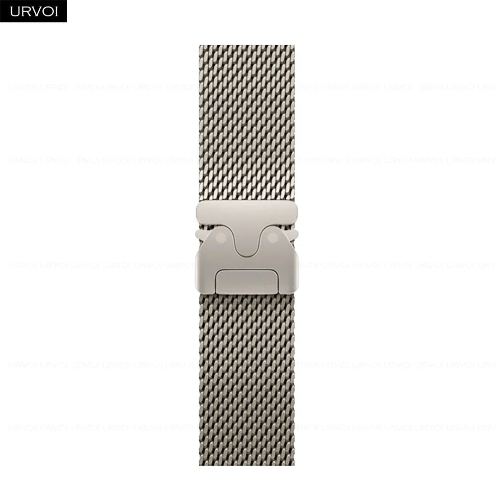 URVOI Stainless Steel Mesh Band for Apple Watch Ultra 2/1, Series 10/9 – 316L Secure Parachute Buckle, 46/49mm