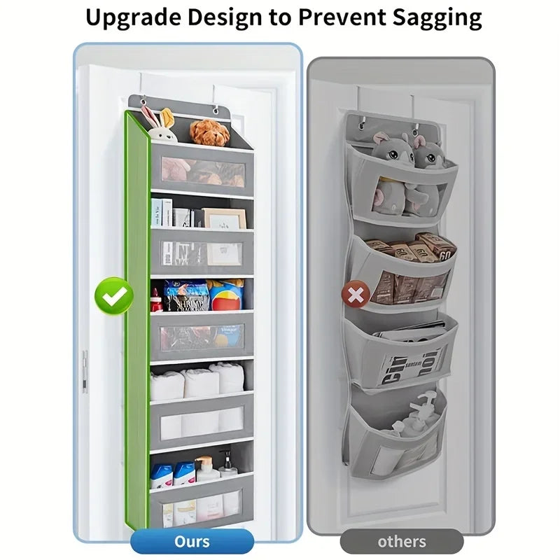 5-Shelf Hanging Storage Organizer - Anti-Tilt Over Door Storage with Large Capacity Pockets for Bedroom & Bathroom