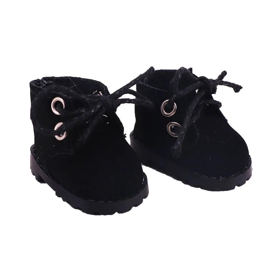 3.8cm Doll Shoes for 17cm Labubu Doll — Solid Color Lace-Up Canvas PU Shoes, Doll Clothing Accessories & Girl’s Toy Gift