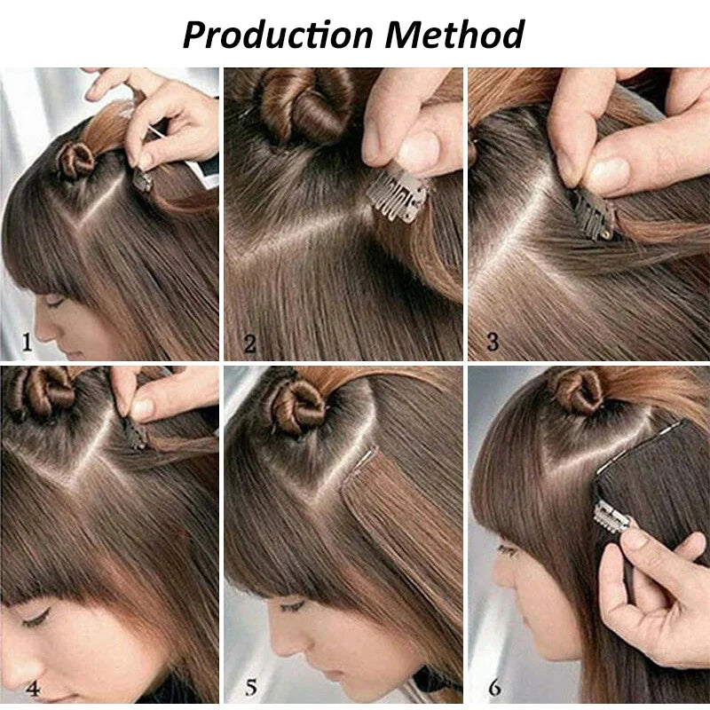 WIGSIN 24 Inch Synthetic Hair Extensions - 7PCS Long Straight Clip-In Hairpieces for Women in Black and Blonde Styles
