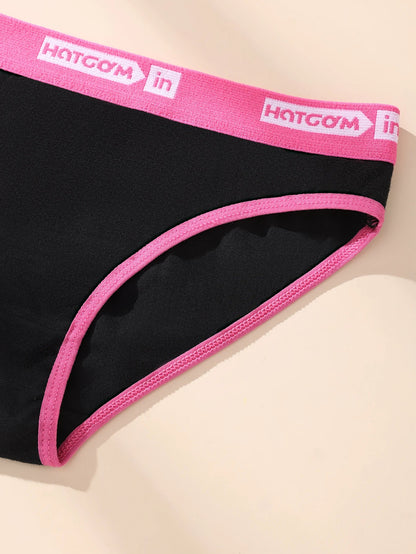 6 Pcs Women’s Cotton Panties Set - Soft Breathable Stretch Briefs Sexy Black Underwear Female Lingerie