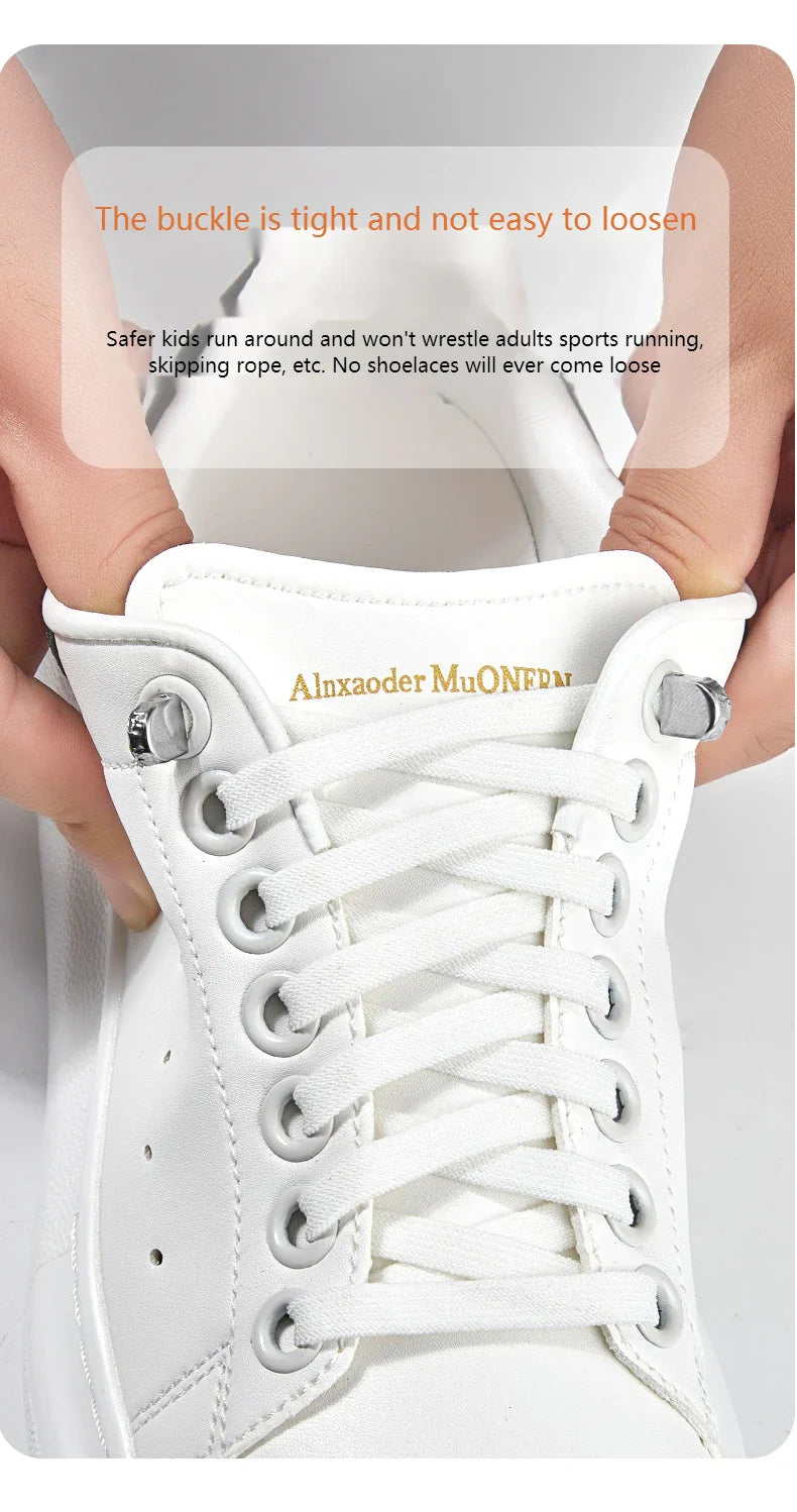 No-Tie 8MM Flat Elastic Shoelaces – Quick Sneakers Laces for Kids & Adults, Shoe Accessories