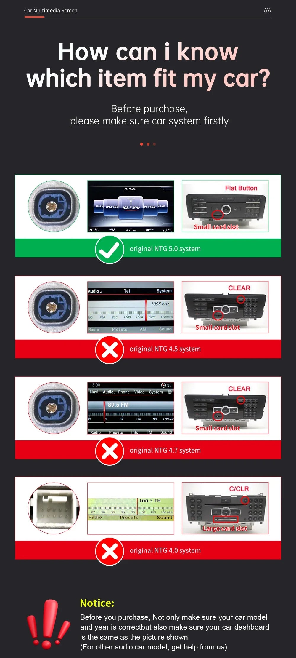 1920x720 Multimedia Touch Screen - Wireless CarPlay & Android Auto for Mercedes-Benz C Class W205, GLC, V Class W447 (2015-2018) NTG5.0