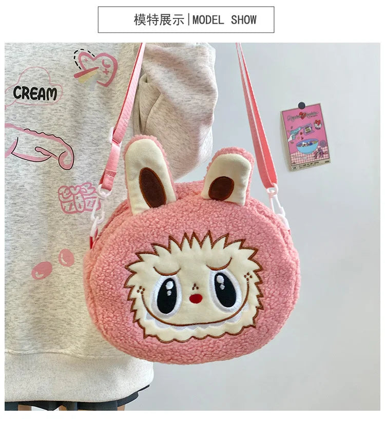 Labu Cartoon Crossbody Plush Bag – Kids Backpack & Shoulder Bag Doll Change Purse, Perfect Gift for Girls