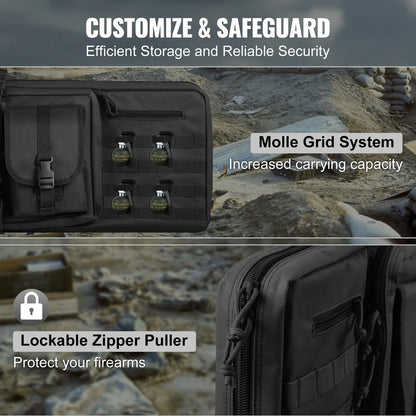 VEVOR Tactical Double Rifle Bag – 36/42" Soft Gun Case with Lockable Zipper for Two Rifles & Pistols