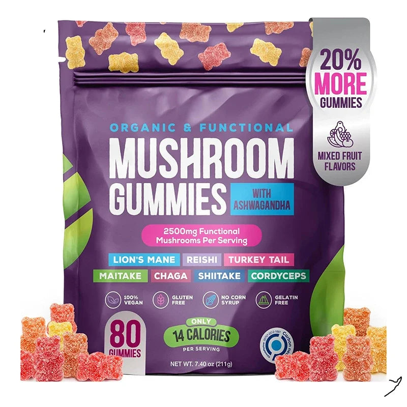 Mushroom Gummies - Immune Support & Cardiovascular Health Supplement for Daily Wellness