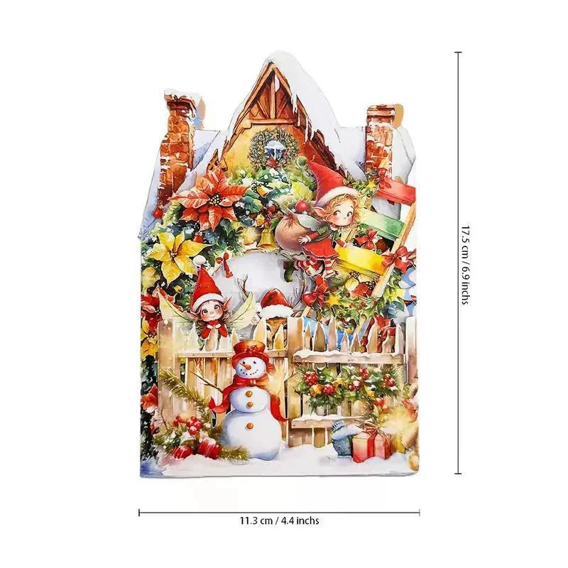 3D Christmas Card – Night Before Christmas Pop-Up Scene with Santa, Reindeer & Snowy Village