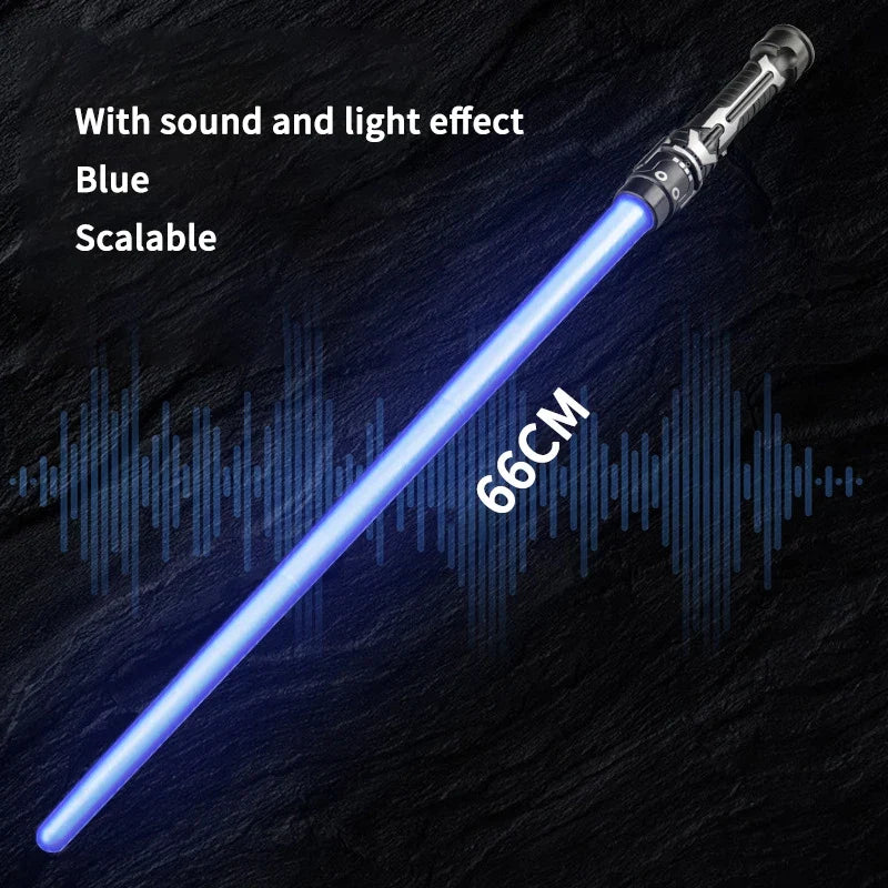 Colorful LED Lightsaber Toy - Telescopic Double Sword with Music & Flashing Effects for Kids, Cosplay & Party Fun