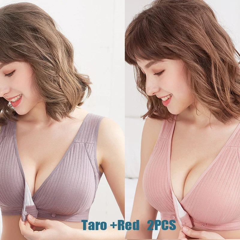 Women's Cotton Front Closure Bra - Thin Seamless Summer Comfort Vest Style Underwear