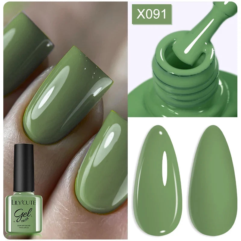 LILYCUTE Solid Color Gel Nail Polish 7ml - Semi-Permanent Soak Off UV LED Gel Varnish for Nail Manicure Art
