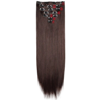 WIGSIN 24 Inch Synthetic Hair Extensions - 7PCS Long Straight Clip-In Hairpieces for Women in Black and Blonde Styles