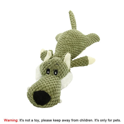 Large Dog Squeaky Plush Toy - Bite-Resistant Cartoon Lion, Wolf & Elephant Chew Toy for Small Medium Dogs