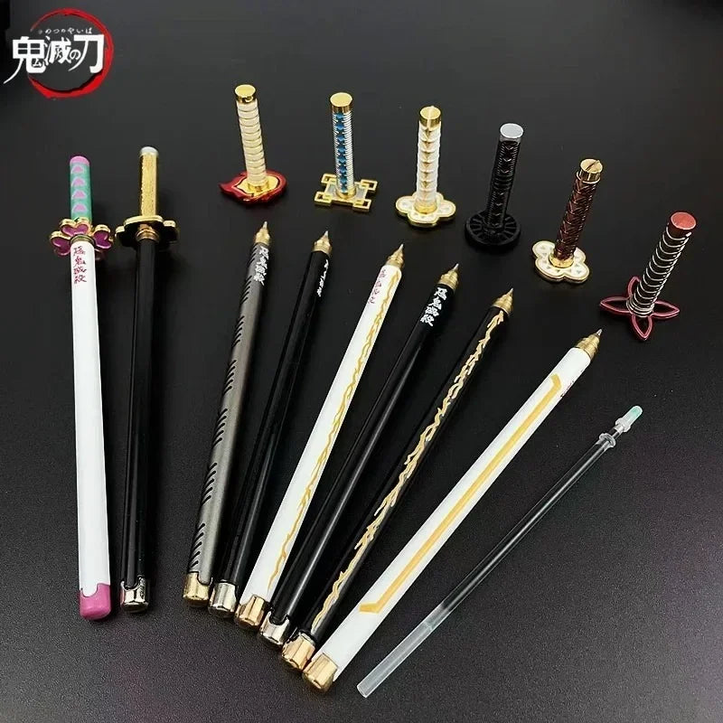 Demon Slayer Gel Pen - 0.5mm Black Ink Anime Sword Design Pen for Students, Cosplay Fans and Gifts