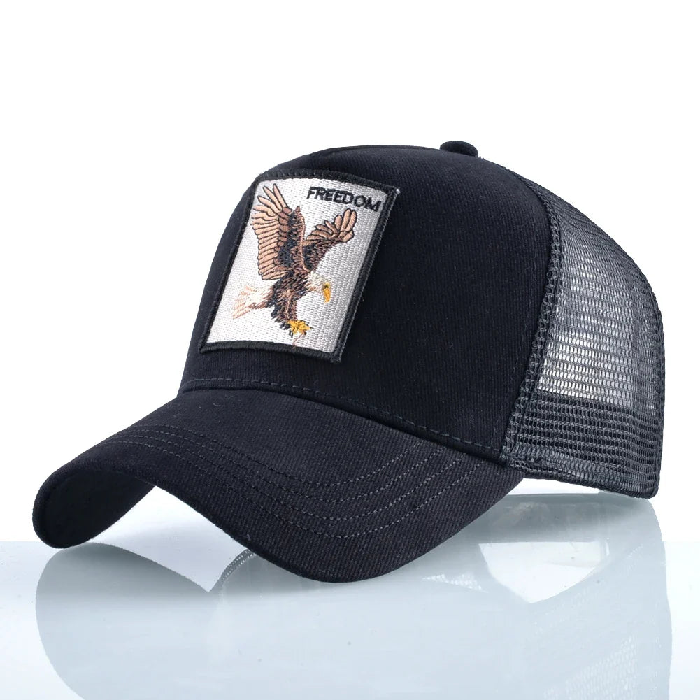 Goat Patch Trucker Cap - Embroidered Adjustable Snapback Baseball Hat for Men & Women