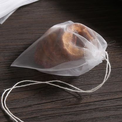 100 Pcs Disposable Tea Filter Bags with String – Food Grade Non-Woven Tea Infuser Bags for Loose Leaf Tea, Herbs & Spices (JJYY)