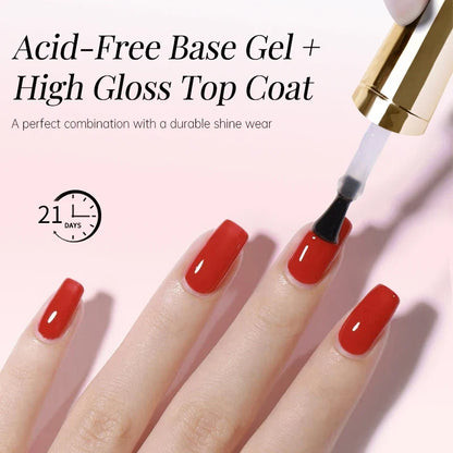 UR SUGAR 2 in 1 Base Gel & No Wipe Top Coat 15ml - Semi-Permanent UV Gel Primer for Nail Art Manicure Design