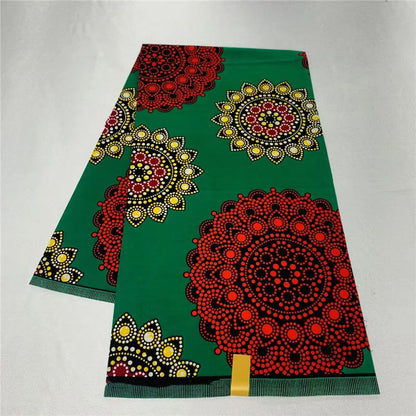 6 Yards African Real Wax Ankara Fabric - 100% Cotton Party Dress Print