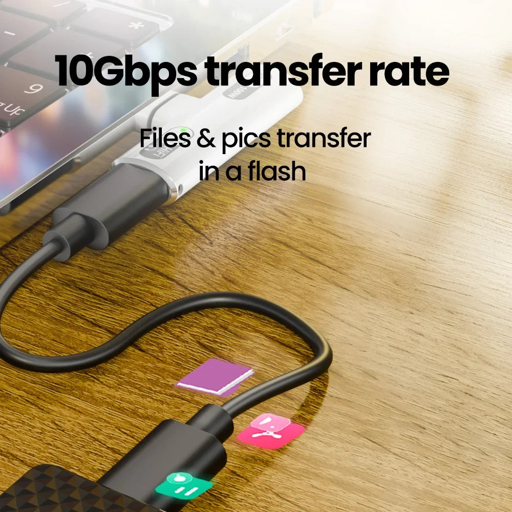 100W USB-C OTG Splitter Adapter - Type C Audio Headphone Fast Charging Data Transfer for iPhone 15/16 & iPad