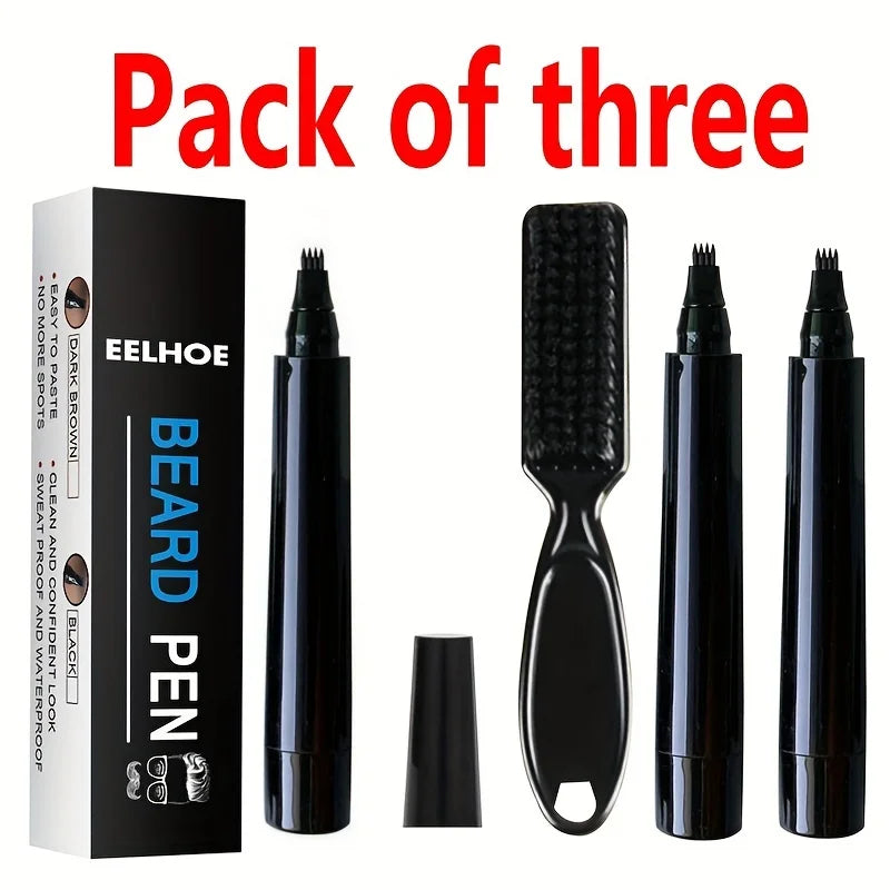 Beard Filling Pen Kit - Waterproof Beard Enhancer Pencil with Shaping Brush