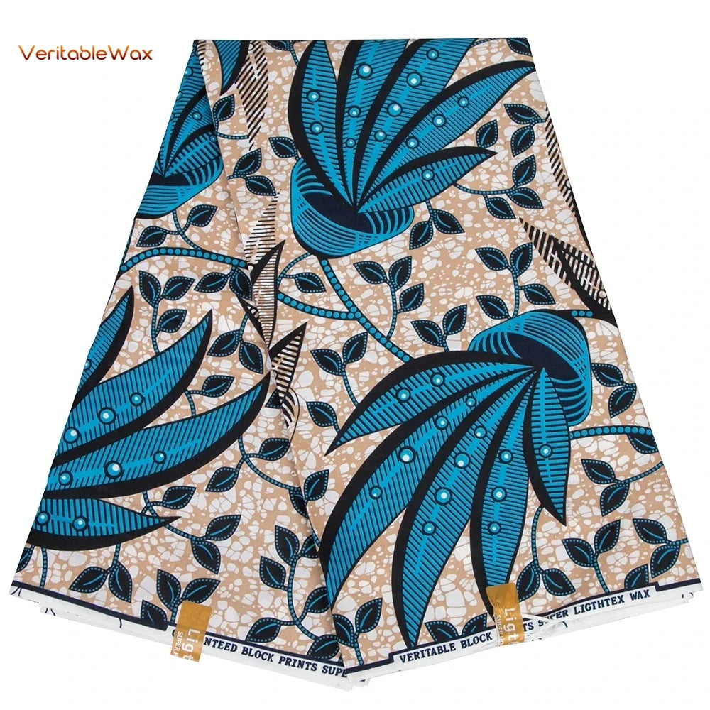 Ankara African Wax Print Fabric - Batik Pagne Polyester Material for DIY Sewing, Patchwork & Wedding Dress Craft