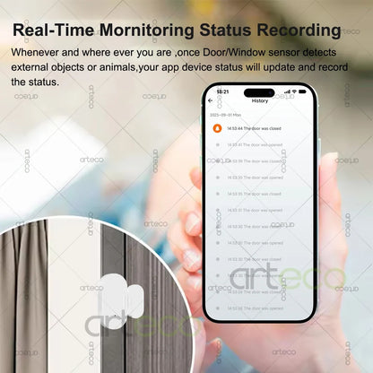 Zigbee Door Window Sensor - Smart Open Close Detector Security Alarm Compatible with Alexa, Home Assistant & Z2M