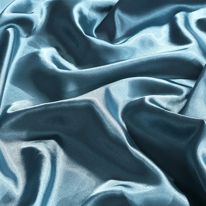 Silk Bedding Set With Duvet Cover - Luxury Satin Bed Sheet Pillowcase Set Solid Color King Queen Twin Size
