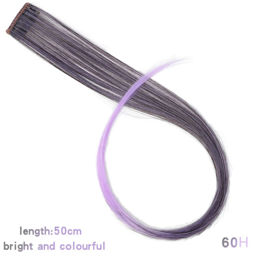 HUAYA 18" Synthetic Clip-In Colorful Curly Hair Extension – Ombre Pink Purple Red Blue Hair Piece
