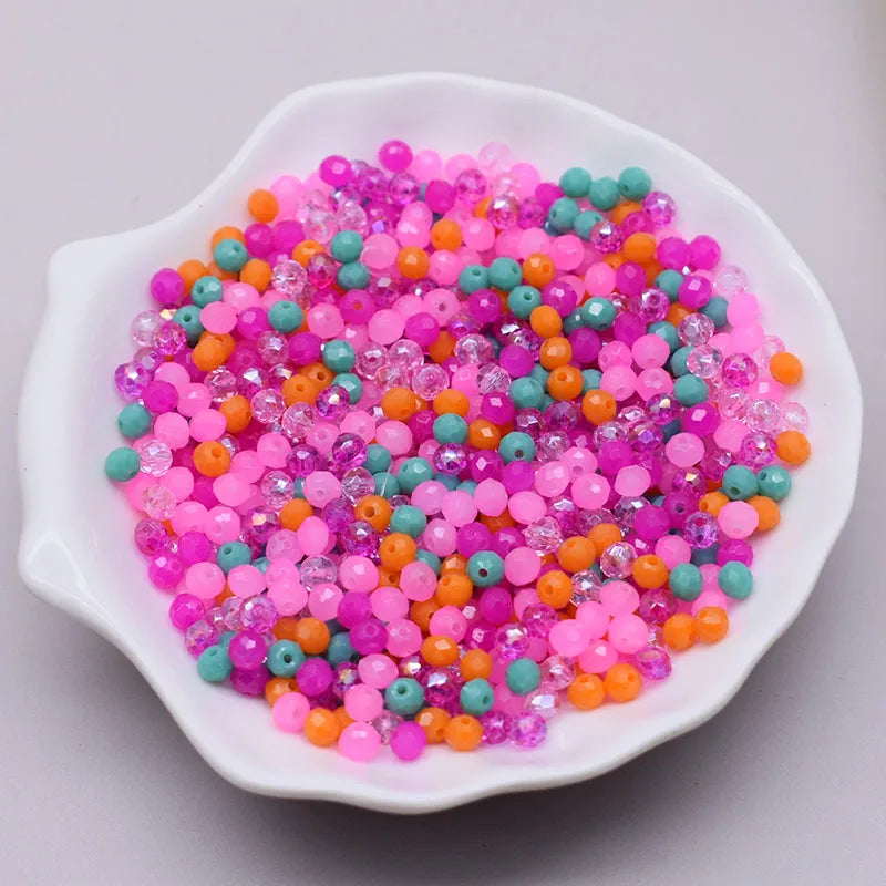 Mixed Color Crystal Glass Beads - 4mm Faceted Rondelle Spacer Beads for DIY Bracelet & Jewelry Making Crafts