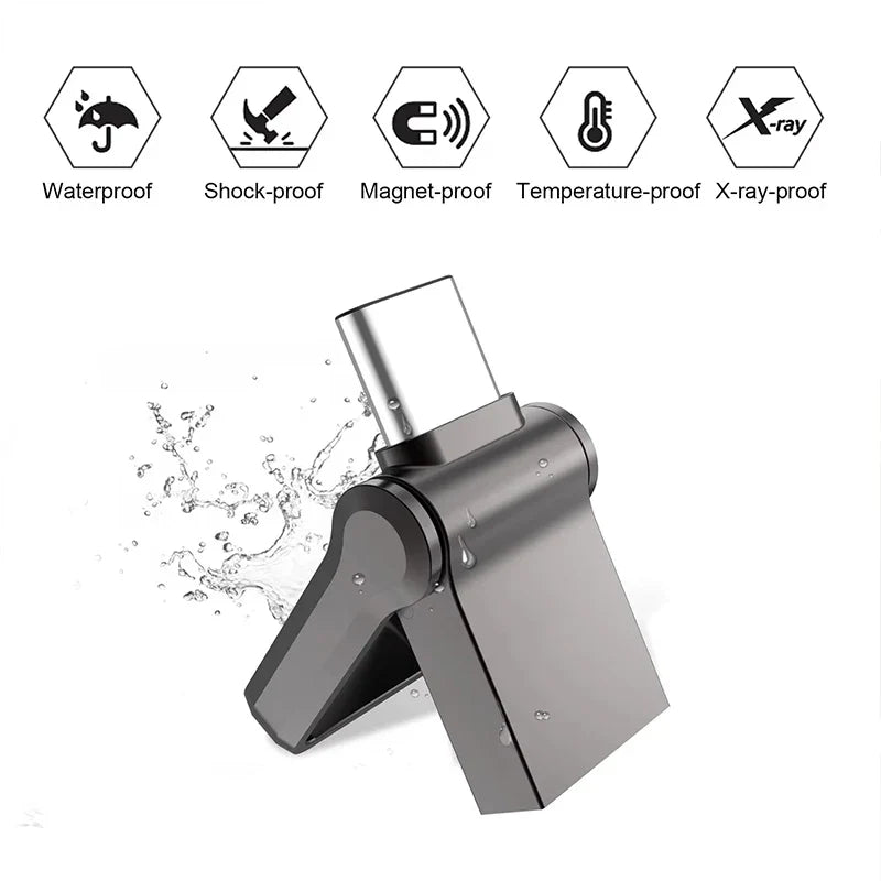 Xiaomi 2TB USB 3.1 Flash Drive — High-Speed Type-C 2-in-1 Metal U Disk, Waterproof, Universal for Mobile & PC