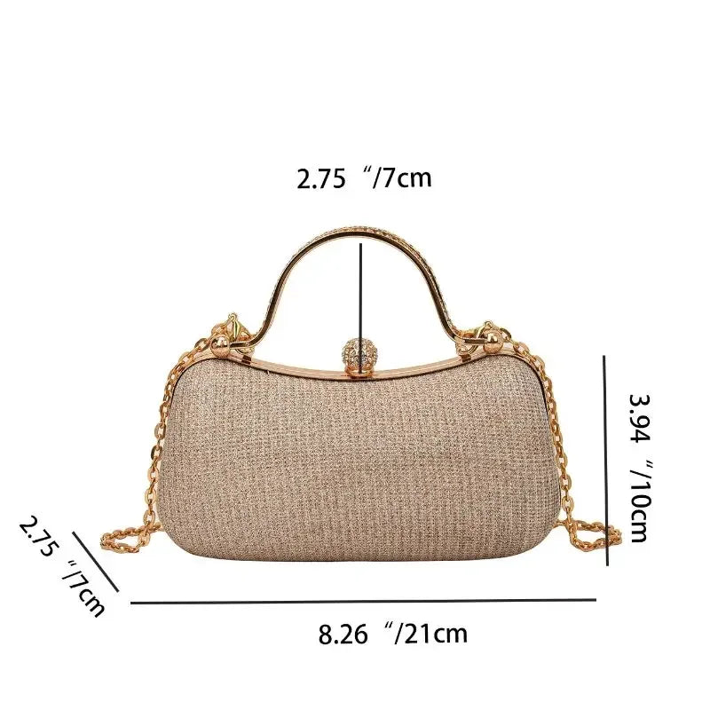 Women’s Chain Evening Shoulder Bag – Vintage Crossbody Handbag Dinner Party Underarm Satchel