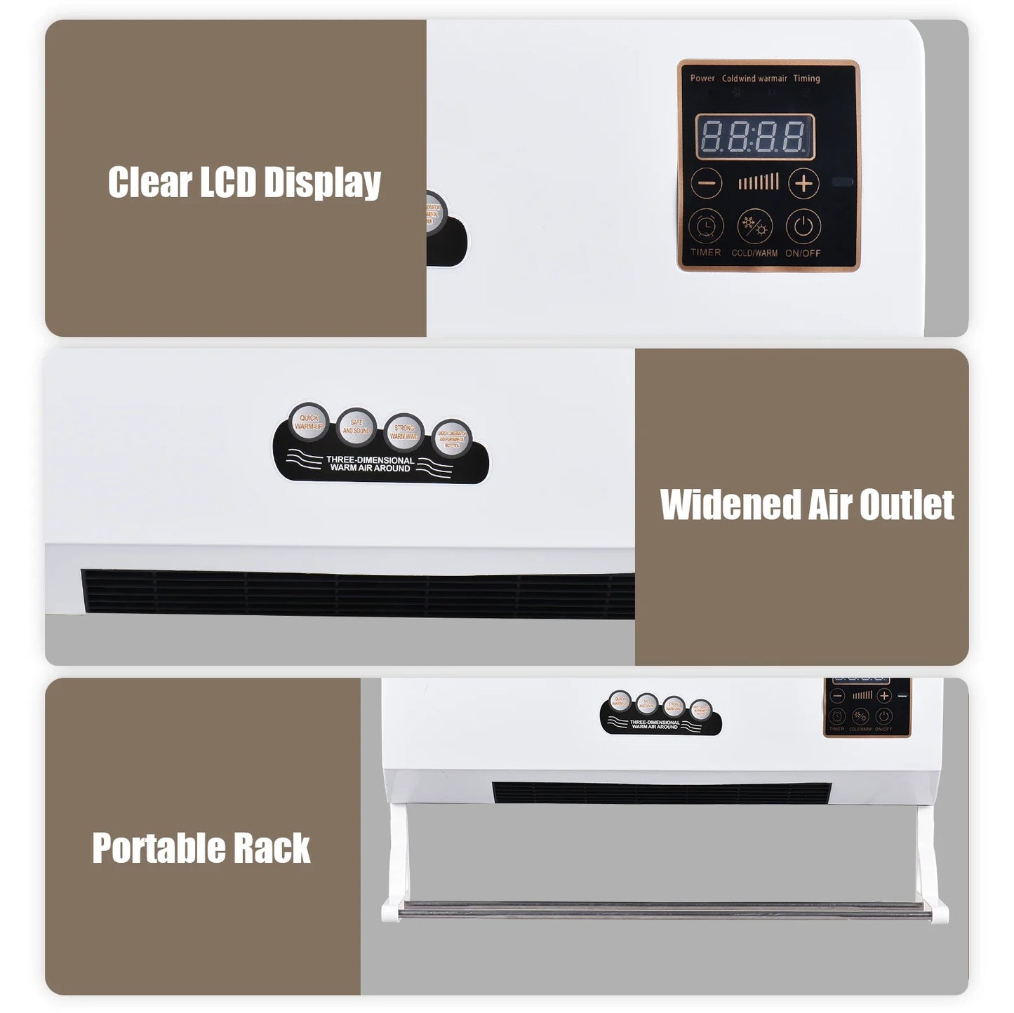 2-in-1 Wall-Mounted Heater & Fan – 1800W Electric Space Heater with Cooling Fan and Remote for Home & Dorm