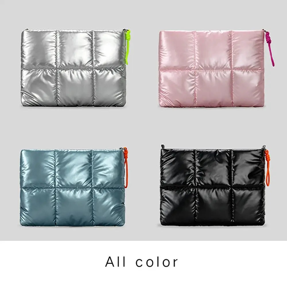 Trendy Puffy Cotton Laptop Bag 14 Inch — Waterproof, Shockproof Sleeve with Shoulder Strap for MacBook, Lenovo, Huawei