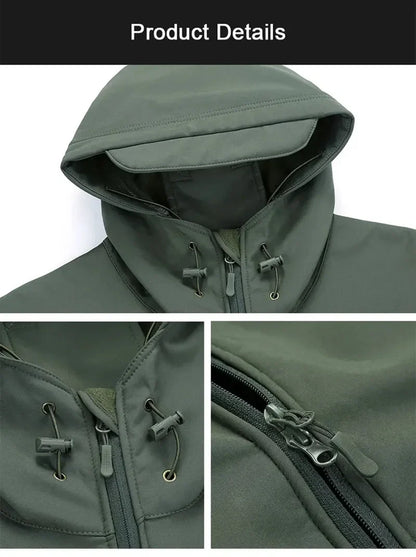 Men's Tactical Winter Set – Windproof Waterproof Soft Shell Jacket & Sharkskin Work Pants | Multi-Pocket Outdoor Suit