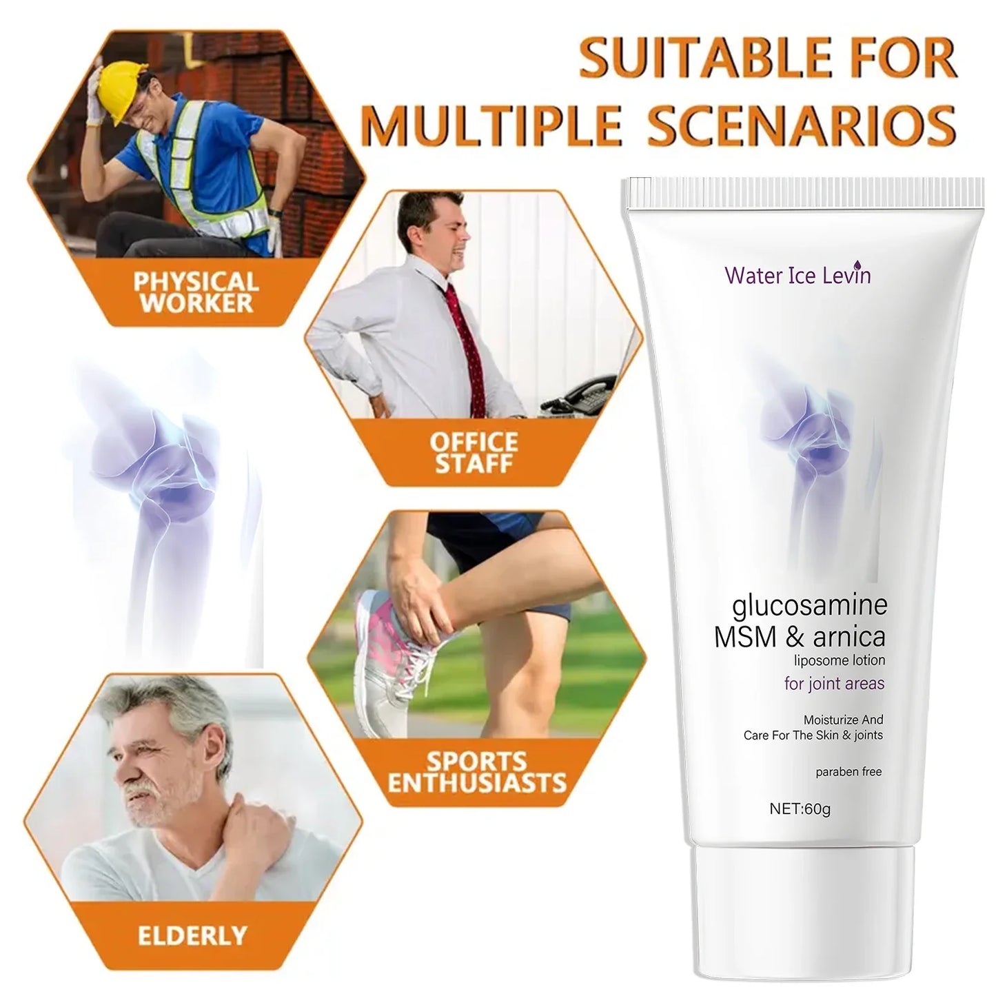 Glucosamine MSM Arnica Joint Cream - Liposome Moisturizing Lotion with Paraben-Free Formula