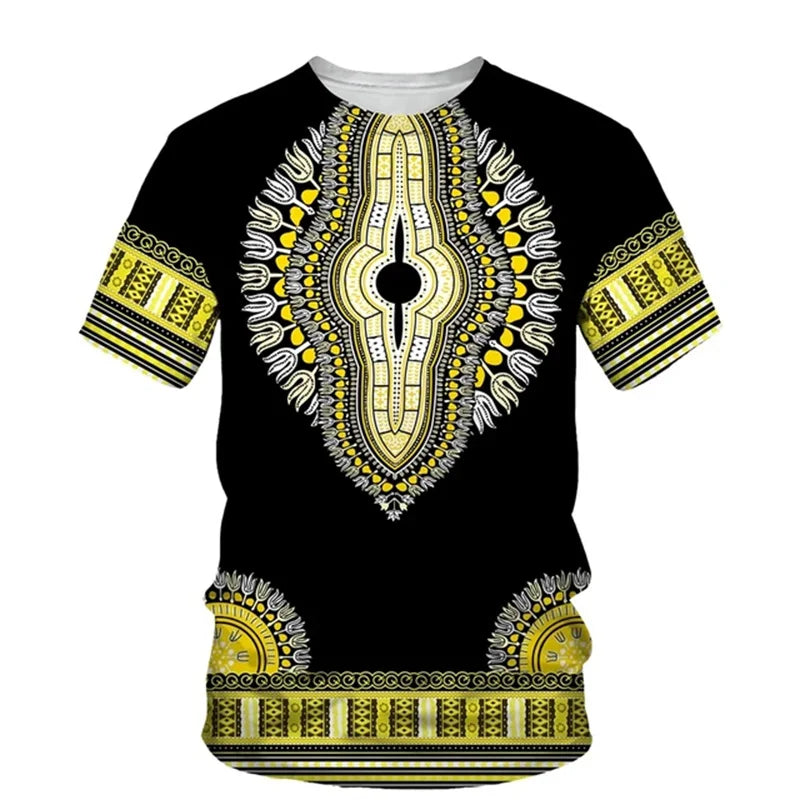 Summer African Dashiki 3D Print T-Shirt - Harajuku Ethnic Pattern Streetwear Tee for Men and Kids