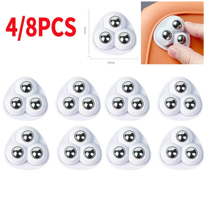 4PCS Universal Self-Adhesive Rotating Wheels – Noise-Free Pulley Set for Trash Cans, Kitchen & Small Appliances