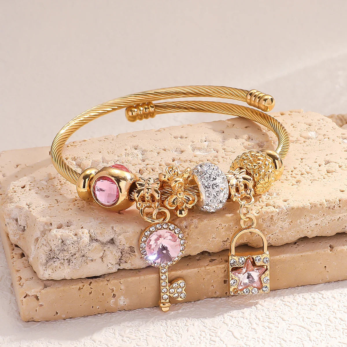 Women's Stainless Steel Pan Family Bracelet – Stylish Multi-Element Accessory for Daily Wear & Gifts
