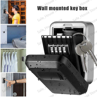 Wall-Mounted Key Lock Box with 4-Digit Code - Keyless Security Safe for Home and Office, Secret Key Storage Organizer