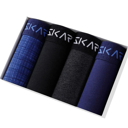 4pcs Men Cotton Boxer Shorts - Soft Comfortable Male Underwear Briefs Couple Boxers Set