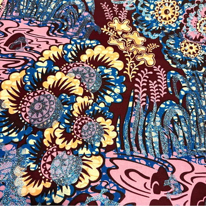 2026 African Grand Golden Wax Fabric - Soft Pink Flash Gold Ankara Batik Pagne