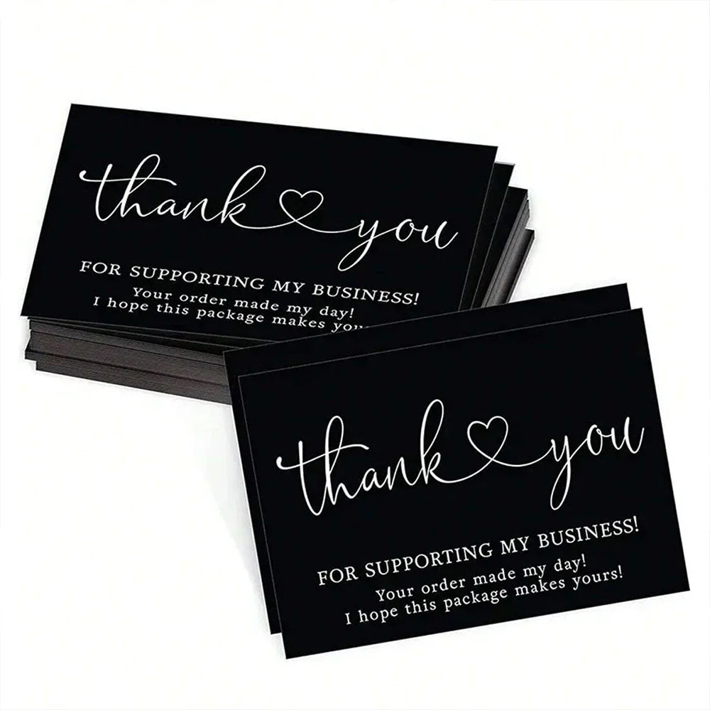 50pcs Thank You Business Cards – Customer Appreciation Gift Tags for Cake Decoration, Retail Packaging & Small Business Branding Cards