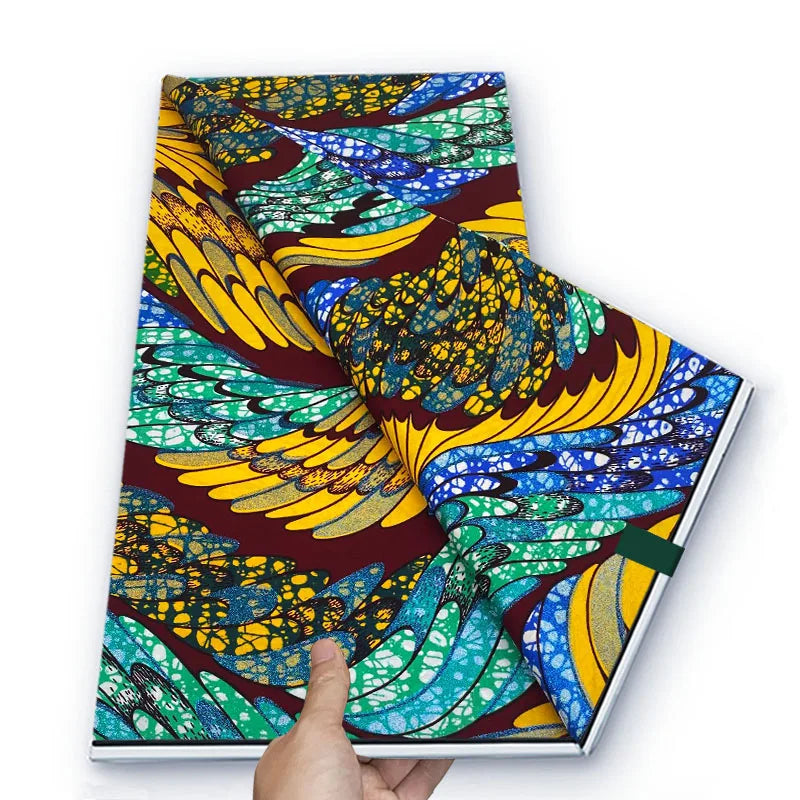 Grand African Glitter Wax Fabric - 6 Yards Soft Cotton Ankara Print Material for Nigerian Clothing
