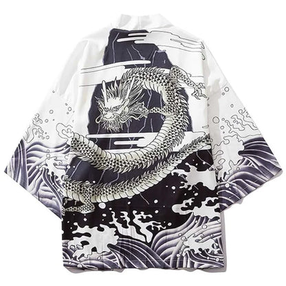 Anime Dragon Print Haori Kimono - Summer Cosplay Yukata Cardigan for Men & Women