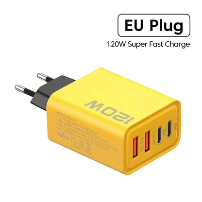 120W 4-Port USB Type-C Fast Charger – Quick Charge Adapter for iPhone, Samsung, Xiaomi
