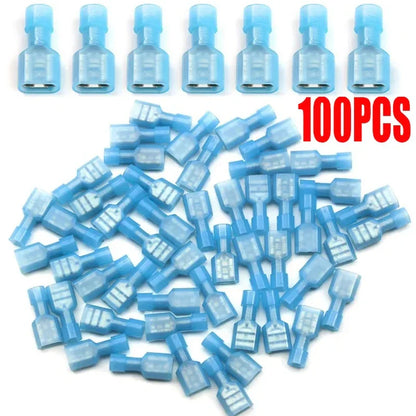 Nylon Insulated Spade Terminal Wire Connectors Kit – Brass Crimp Connectors 16–14 AWG (10–100PCS Multi-Pack)
