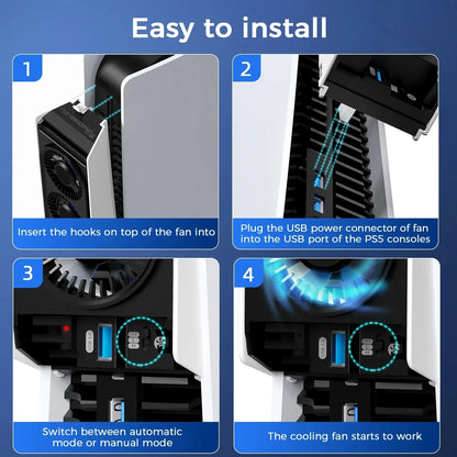 PS5 Disc & Digital Console Cooling Fan – USB 3.0 Hub with 2-Speed Adjustable Cooling System Gaming Accessory