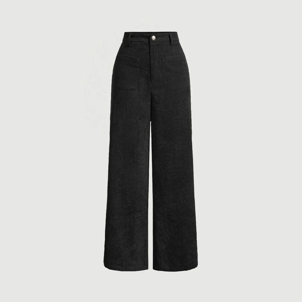 Mia Muse Women's All-Season Casual Pants – Retro Vintage Pocket, Natural Waist, Full Length for Any Occasion