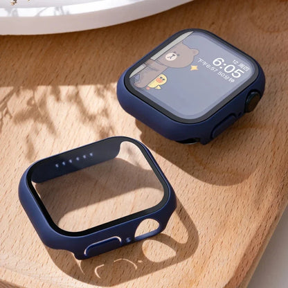 Tempered Glass Apple Watch Case - Full Screen Protector Cover for Series 9, 8, 7, 6, SE 45mm 44mm 41mm 40mm