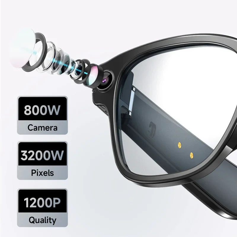 AI Smart Glasses — 8MP Camera Bluetooth Sunglasses with Audio, Video, Calls, Music Player, Multifunctional Wearable