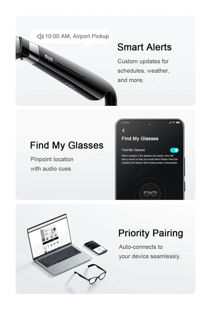 XIAOMI MIJIA Smart Audio Glasses Joyful Edition — Bluetooth 5.2, Detachable Headset, Long Standby, 2h Fast Charge, Anti-Leakage Sound